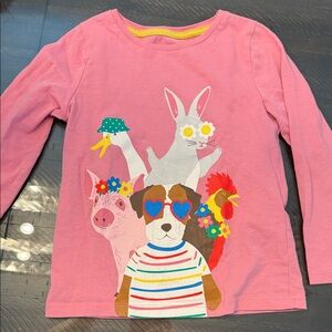 Mini Boden Pink Long Sleeve Tee with Animal Graphic 5-6yrs